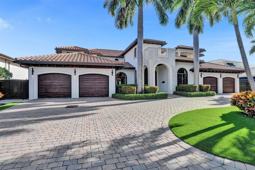 Welcome to Ft. Lauderdale's premier neighborhood of Bay Colony. Small enclave of less than 125 waterfront homes. True 24/7 security with armed guards and patrols. This custom home was built in 2009 by high end builder. Almost 7,000 sq feet of living space + 4 car garage + large balconies. Timeless design with no expense spared. Incredible living spaces- both formal DR and large eat in kitchen. Formal living overlooking the water, large family room off the kitchen and dynamic "Club Room" with large bar and incredible detailing. Volume ceilings thruout. Incredible Master suite w/ sitting room, 2 closets and his/her baths. 1st floor has "Jr Master" and office. Elevator, whole house generator, 42k LB boat lift, huge covered porch w/ summer kitchen. Great water views. All bedrooms ensuite.