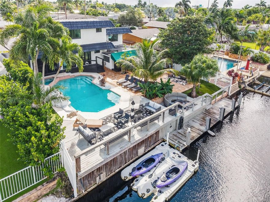 Waterfront Retreat in the Heart of Fort Lauderdale Isles -

This 5-bed, 4-bath canal-front home offers modern, thoughtfully designed interiors & a newly renovated kitchen, with impact windows & sliding doors throughout. 

Enjoy 2,500 sq. ft. of outdoor living, featuring a pool, hot tub, lanai, and multi-level patios, as well as 65 feet of ocean-access waterfront with no fixed bridges, a 37’ dock, and 2 jet ski slips for endless waterfront enjoyment.

Great for a personal waterfront residence, vacation home, or a turnkey investment with an existing vacation rental license.

Conveniently located just minutes from the Beach, Las Olas Blvd, Hard Rock Hotel, the airport, and major highways. 

This property delivers the ultimate waterfront lifestyle.