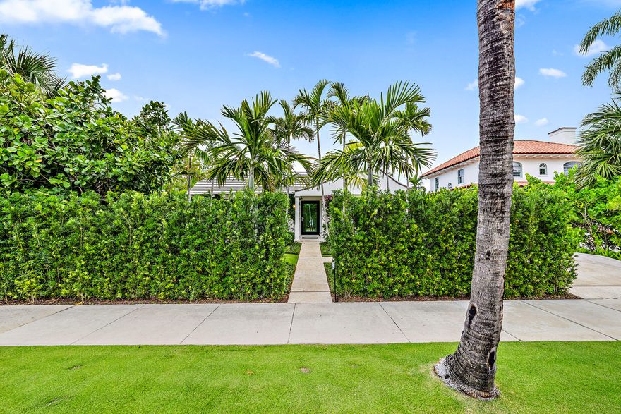 Your search has ended, this charming move in ready 3-bedroom, 3-bathroom Bermuda style home is situated in town, with prime ocean block location just seconds to the beach. This mid century residence was fully restored to its natural beauty after a 3 year long extensive renovation, designed by Pat Segraves and built by Chip Janssen, no expense was spared. The main house features two bedrooms with a large master suite overlooking the pool. The stunning chef's kitchen boasts Cristallo countertops, Subzero appliances, and an oversized island. Beamed cathedral ceilings in living room and ESW windows and French doors throughout. Covered lanai is perfect for dining al fresco, relaxing poolside or enjoying the spacious garden and landscaping that was designed by Parker-Yanette Design Group. The quaint guest house features a large living area, separate bedroom,and walk-in closet. Enjoy all the beauty Palm Beach has to offer with your own private oasis in the heart of it all.