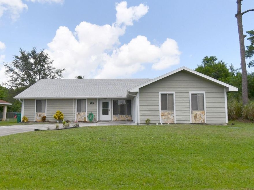 WELCOME HOME to this 3 bedroom, 2 bath home with a separate Den/Office. This immaculate home is just minutes from The Boat launch on the St .Lucie River and minutes to Turnpike entrance. Enter to a warm and cozy living room  plus dining room right off the kitchen.  The kitchen has all appliances and large pantry. Stainless steel refrigerator 2020, Air conditioner 2021, and hot water heater in 2020, Roof replaced in 2021.. A large family room of about 20 x 10 will be perfect for family gatherings.  There is also a screened porch for outdoor activities..  All bedrooms have ceiling fans. The primary bedroom has an on suite bathroom and large walk in closet
Two car garage has double doors for separate cars & side entry driveway. Room for pool in fenced back yard
Call listing agent to show.