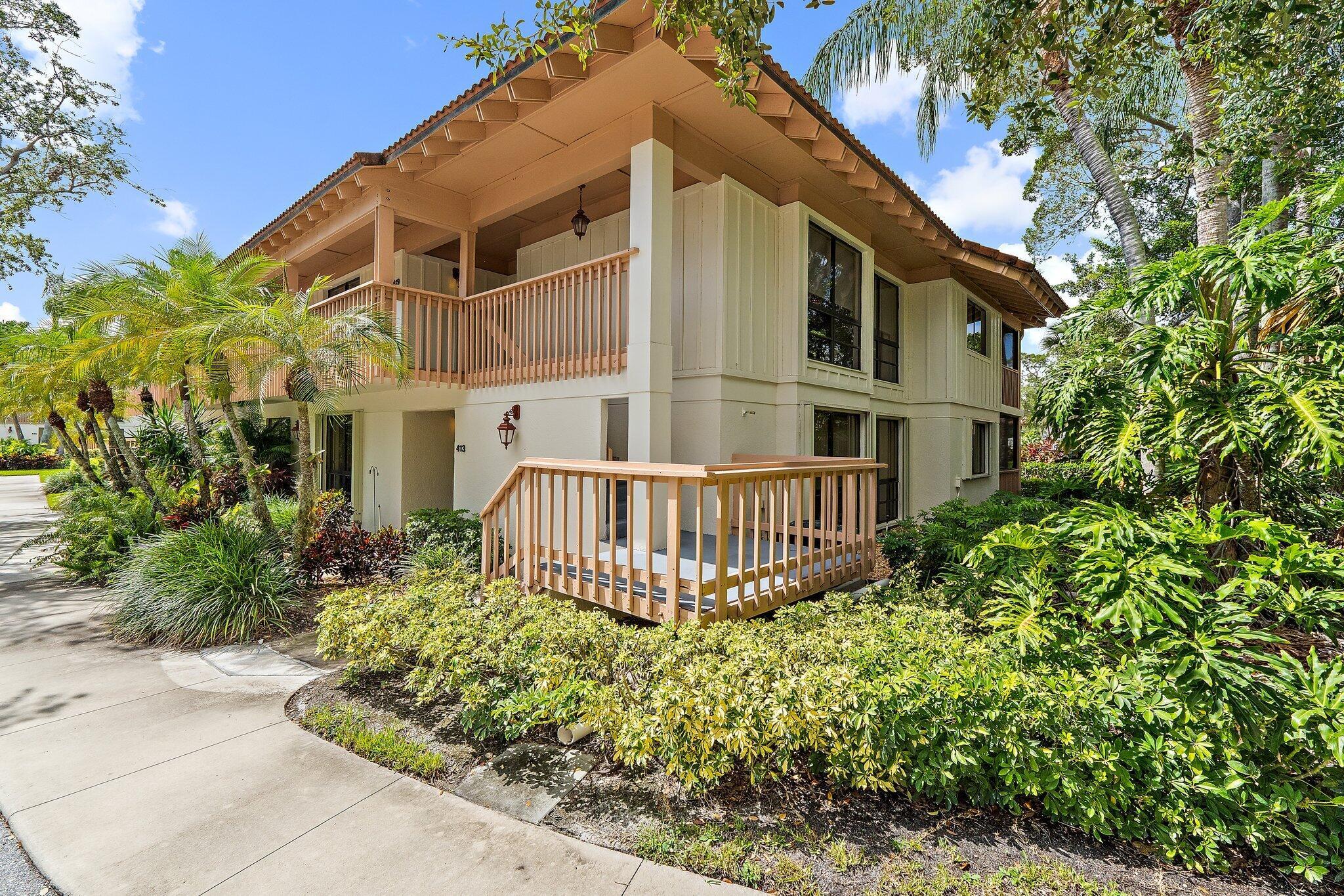 Beautiful 2-bedroom 2-bathroom Golf Villa in PGA National. Premier Tennis Villa comes with additional square footage. Single level unit with no stairs and an AMAZING location right by one of the communities two swimming pools. Hurricane proof front door and shutters. Selling fully furnished. Short walk to the PGA National Resort amenities. A warm and comfortable setting throughout. Updated flooring, kitchen, and master bathroom. Adjustable kitchen island great for the avid cook. Additional washer/dryer room which only select few units have in the community. Spacious screened in porch with lush garden surroundings. HVAC and Hot Water Heater in great shape- both 2019. Annual PGA POA fee $942 per year. A great option for a private residence and/or seasonal home or a turnkey rental unit.