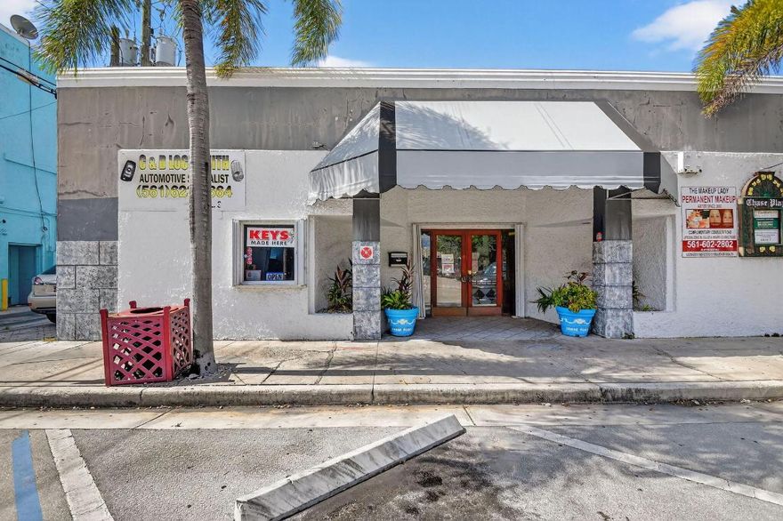 Highlights -
-Entertainment District - Steps from Lake Worth Beach's restaurant, retail, and entertainment district.
-Flexible use for Office, Retail, Spa, Restaurant or Creative Workspace.
-Strong Occupancy - providing steady and predictable income.
-Zoned DT (Downtown District) - Flexible zoning allows for versatile business or investment use.
-High Foot Traffic & Visibility - Excellent corner exposure, Walk Score® 95, and up to 10,000 vehicles per day.
-Surrounded by Activity - Located amid restaurants, bars, coffee shops, boutiques, and art venues.
-Year-Round Festivities - Frequent downtown events, art festivals, parades, and live entertain attract steady crowds.
-New Developments - Proximity to new luxury residential and boutique hotel projects, enhancing property value.