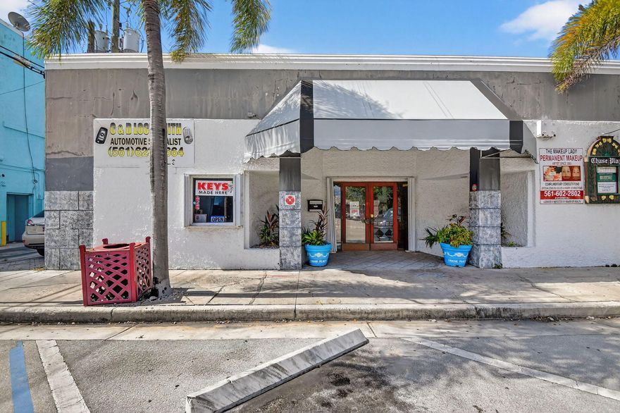 Highlights -
-Entertainment District - Steps from Lake Worth Beach's restaurant, retail, and entertainment district.
-Flexible use for Office, Retail, Spa, Restaurant or Creative Workspace.
-Strong Occupancy - providing steady and predictable income.
-Zoned DT (Downtown District) - Flexible zoning allows for versatile business or investment use.
-High Foot Traffic & Visibility - Excellent corner exposure, Walk Score® 95, and up to 10,000 vehicles per day.
-Surrounded by Activity - Located amid restaurants, bars, coffee shops, boutiques, and art venues.
-Year-Round Festivities - Frequent downtown events, art festivals, parades, and live entertain attract steady crowds.
-New Developments - Proximity to new luxury residential and boutique hotel projects, enhancing property value.