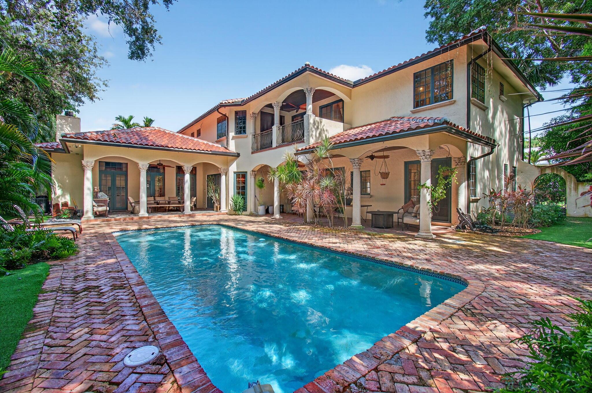 Ultimate elegance! This estate is on an oversized corner lot in Boca's esteemed Old Floresta neighborhood. Warmth, love, and ''family'' exude. The gourmet kitchen, 2 living rooms, media room, and lushly landscaped backyard are ideal for entertaining. Enjoy Miele, Bosch, Wolf, and Sub Zero appliances and a gas stove. There is a 2nd refrigerator in the butler's pantry. All 5 bedrooms are en-suite. There is a an office with a very large storage room on the 1st floor. The spacious laundry room is conveniently located on the 2nd floor. The primary suite features 2 grand walk-in closets, a fireplace, and large balcony. There is an EV charger in the 3 bay garage. Enjoy extra peace of mine with a full house generator, 2 security systems, and 12 cameras. This home is a rare opportunity!