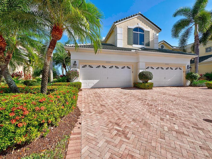 ABSOLUTELY STUNNING UPSTAIRS COACH HOME WITH VIEWS OF  WATER & EAST GOLF COURSE. LUSH GREY CARPETING & GLASS ENCLOSURE ON STAIRCASE SETS A STRIKING TONE OF WHAT'S TO COME. FLOORS ARE NEW PORCELAIN CONTEMPORARY TILES THROUGHOUT MOST OF THE HOME. OPEN KITCHEN WITH ESPRESSO CABINETRY, QUARTZ COUNTERS AND GLASS TILED BACKSPLASH, SS APPLIANCES AND INDUCTION COOKTOP. TOTAL WOW! TOTALLY REMODELED GUEST BATHROOM WITH OVERSIZED FRAMELESS SHOWER, QUARTZ TILING, WOOD CABINETRY ETC; FORMAL SIZED DINING ROOM. OVERSIZED GREAT ROOM WITH BUILT-IN CONTEMPORARY BAR WITH WINE COOLER AND REFRIGERATOR. SCREENED IN PATIO WITH ELECTRIC HURRICANE PROTECTION, PORCELAIN FLOORING CONTINUES ONTO PATIO! MASTER BEDROOM WITH TWO WALK-IN CUSTOMIZED CLOSETS, BATH WITH QUARTZITE COUNTERS, SEPARATE TUB AND SHOWER. TWO GUEST BEDROOMS..... ONE WITH WOOD BUILT-INS THAT DOUBLES AS AN OFFICE ALONG WITH TWO MURPHY BEDS FOR CHILDREN, GRAND CHILDREN ETC; SO MUCH CLOSET SPACE THROUGH OUT THIS HOME. SEPARATE LAUNDRY ROOM. MORE STORAGE ROOM THAN IN SINGLE FAMILY HOMES OF THIS SIZE!! ALL ROOFS IN THE PALMS HAVE BEEN RECENTLY REPLACED. LUSH LANDSCAPING. THIS COMMUNITY HAS IT'S OWN POOL AND BARBECUE, EXTRA PARKING FOR GUESTS. PALM POINT IS IN WALKING DISTANCE TO ALL THE BALLENISLES AMENITIES INCLUDING THE NEW AND SPECTACULAR CLUBHOUSE, RANGE, SPORTS CENTER, SPA ETC; ...... GREAT OPPORTUNITY TO PURCHASE THIS COACH HOME WITH A SOCIAL MEMBERSHIP! MAY BE UPGRADED TO TENNIS, SPORTS OR FULL GOLF! DON'T MISS THIS ONE!