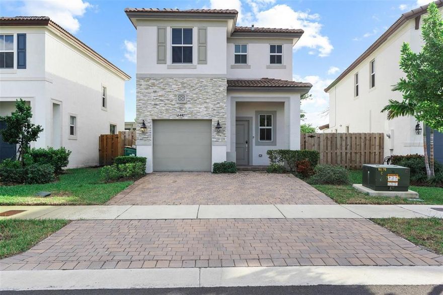 3 bed 2 bath SINGLE FAMILY, great location at this new community in Westview by Lennar in the heart of Miami, very calm community. "AMELIA" MODEL with tile floor downstairs and carpet floor upstairs. Modern kitchen with SS appliances and quartz countertop. A nice fenced backyard to enjoy outdoors. 3 PARKING SPACES (garage).
