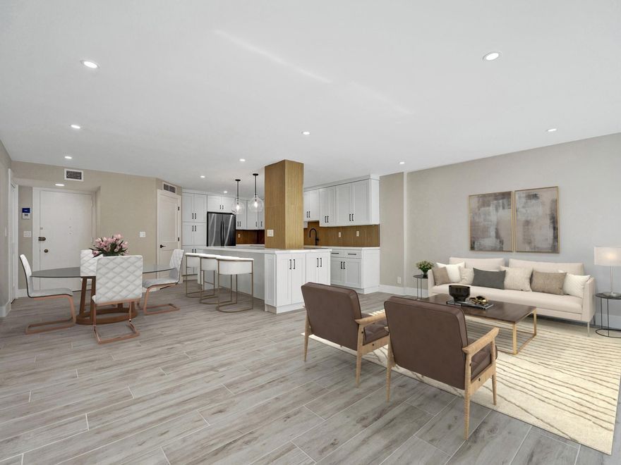 This contemporary 3 bedroom(originally 2 bedroom -floor plan attached),2 full bathroom oceanfront condo at The Commodore offers an unparalleled, luxurious living experience. It has been completely renovated to the highest standards with many upgrades including high impact windows and door, skim coated ceilings with micro LED lights in each room, a new electrical panel, and a custom kitchen complete with stainless steel appliances, quartz countertops, wine cooler,dual sink vanities , new doors and much more . Enjoy your days soaking up the sun on Fort Lauderdale's prestigious Galt Ocean Mile while knowing that The Commodore provides its residents with a heated oceanfront pool for their use. With everything this property has to offer it is truly an opportunity you do not want to miss