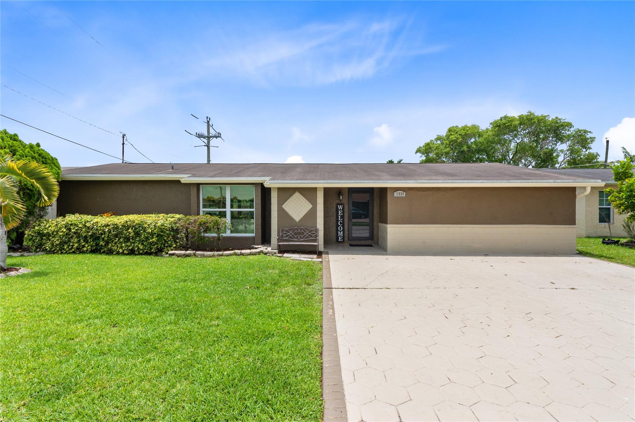 Substantially remodeled 4BR/2BA pool home on XL lot just under ¼ acre—no HOA! 2,256 SF under air. Open floor plan, split concept. Updated kitchen w/ SS appliances incl. gas range, quartz counters, lg island w/ seating, farmhouse sink, coffee bar & wine fridge. Impact windows/French doors, crown molding, travertine tile, laminate in BRs, stamped concrete in media/theater room. No popcorn ceilings. Both baths have a classic yet updated feel, offering timeless finishes & modern comfort. Roof 2019, A/C 5 yrs. Private fenced yard, fruit tree & generous stamped driveway. A must-see gem!