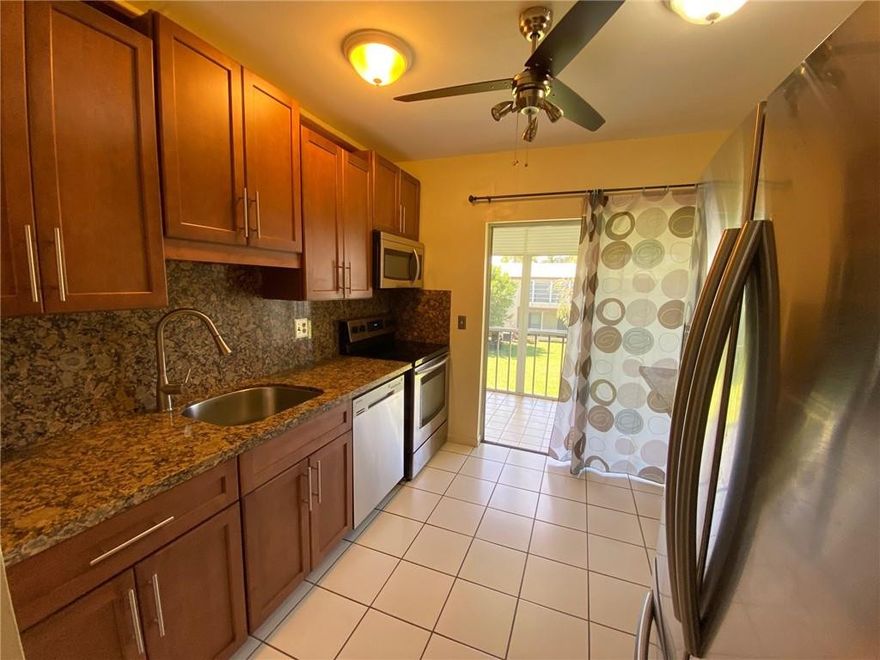 MANY UPDATES TO THIS SPACIOUS 1 BEDROOM 1 1/2 BATH CONDO LOCATED IN CONVENIENTLY TO SHOPS, TRANSPORTATION AND WALKING DISTANCE TO PUBLIX, BANK, RESTAURANTS, ETC.  YOU WILL LOVE THIS FULLY UPGRADED KITCHEN WITH SS APPLIANCES, GRANITE COUNTERS WITH ACCESS TO LARGE SCREENED BALCONY OFFERING A GARDEN VIEW. THIS IS AN ADULT 55+ COMMUNITY - AT LEAST 1 PERSON/NOONE UNDER 18. NO PETS. MINIMUM DOWN 20% & CREDIT SCORE 675 OR ABOVE AND VERIFYABLE INCOME MIN. 35K. WONDERFUL AMMENITIES JUST STEPS AWAY AT THE SPACIOUS CLUBHOUSE OFFERING REFRESHING POOL, EXERCISE ROOM, BILLIARDS, LIBRARY-GAME ROOM, COMMON LAUNDRY, EXTRA STORAGE & MORE. NO RENTAL UNTIL 3 YEARS OF OWNERSHIP. APPLICATION - FEE, INTERVIEW & DEPOSIT EQUAL TO 3 QUARTERS PER ASSOCIATION.