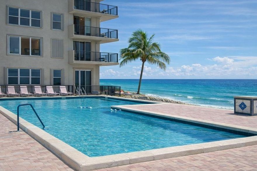 Live on exclusive Hillsboro Mile in a full-service building with 24/7 security and resort-style amenities. This spacious 940 sq ft one-bedroom features ocean views from a private balcony, large walk-in closets, and an in-unit washer and dryer. Enjoy a heated saltwater pool, beachfront barbecue area with picnic tables, and a state-of-the-art fitness center. Minutes from beachfront restaurants and shopping, while maintaining a quiet, private setting.  Cable TV and internet included. Prime oceanfront living in a secure, well-maintained building Live your best Florida beach life on Hillsboro Mile—one of South Florida’s most scenic and desirable coastal communities.  The spacious residence features an in-unit washer and dryer, large walk-in closets and beautiful ocean views from your private balcony. This exclusive full-service oceanfront building offers 24/7 security, concierge service, and a state-of-the-art fitness center. Enjoy resort-style amenities including a heated saltwater pool, beachfront barbecue area with picnic tables, billiard room and card room. Includes fiber optic internet and HBO cable.