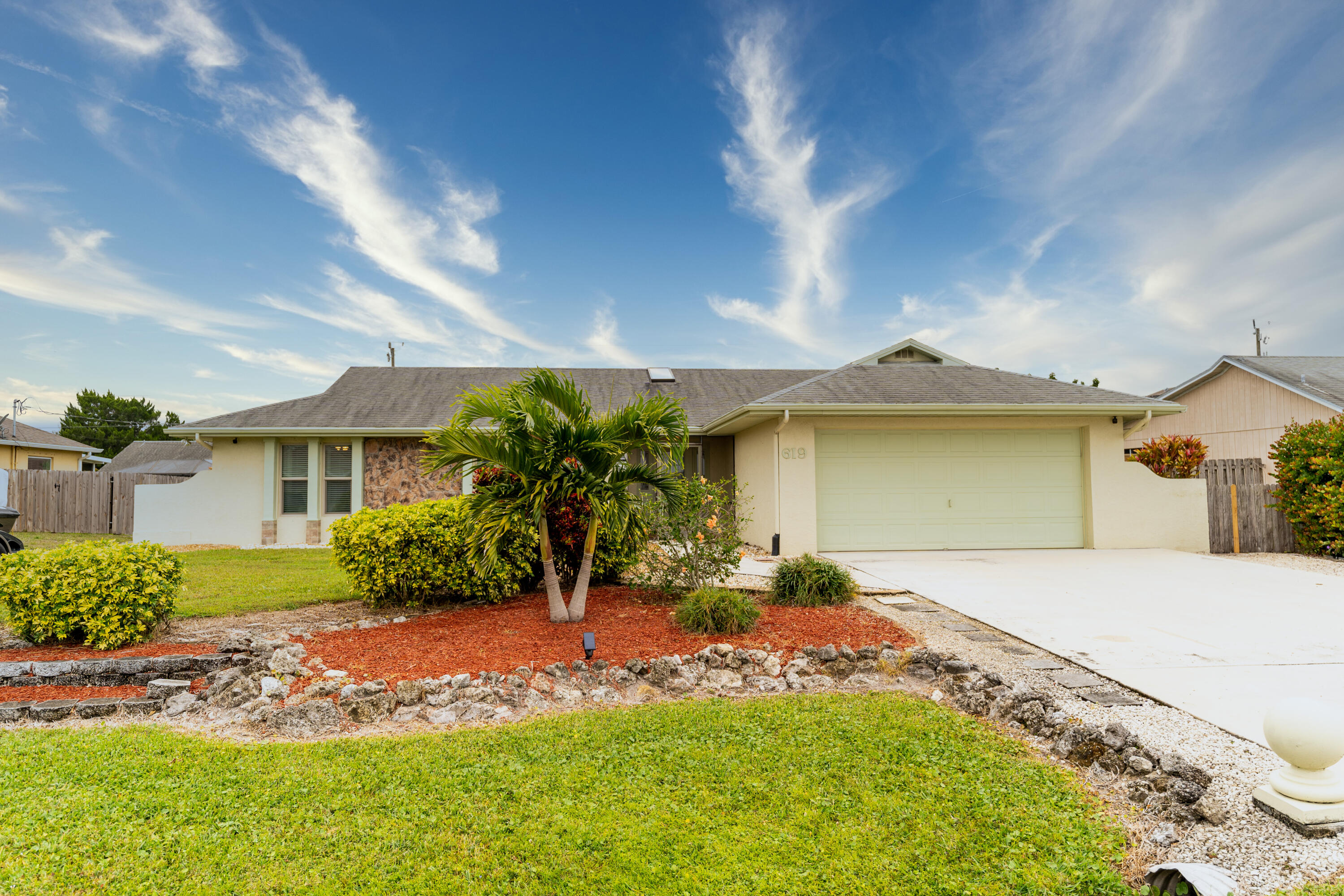 Beautiful Three Bedroom, Two Bath, Two Car Garage CBS home that features an updated Quartz Kitchen, Stainless Appliances, large center Island, pull out drawers, self-close cabinets and drawers. You will love the Screened POOL and Spa that is perfect for entertaining! Home has updated bathrooms, vaulted ceilings, A/C is just two years old, and water heater is 4 years old. Large fenced yard with decorative rocks and lots of privacy. Excellent location convenient to I95, shopping and schools.