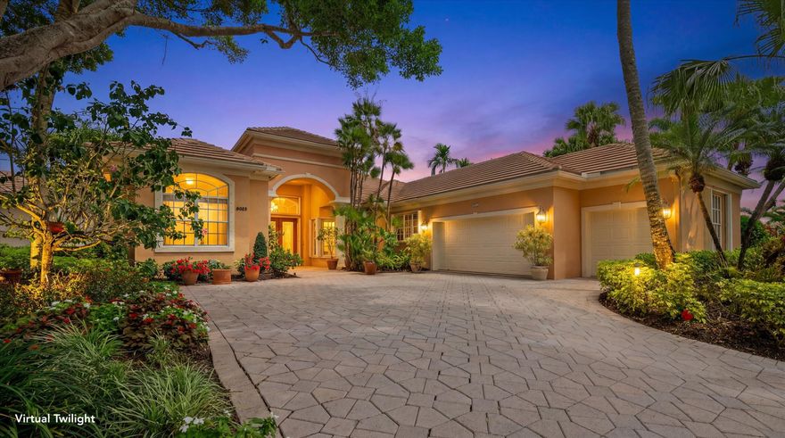 Framed by serene golf and water views of the scenic Heritage Golf Course, this Mediterranean-style Coquina model offers a peaceful and picturesque setting within the exclusive, gated community of Ibis Golf & Country Club, where membership is required. This 4-bedroom, 4-bath residence offers a split floorplan designed for both comfort and ease. The well-appointed kitchen features Bosch and GE Profile appliances, a gas cooktop, and a wine refrigerator. Step outside to a screened patio with a heated pool—ideal for year-round relaxation or entertaining. Additional highlights include a whole-house generator, accordion hurricane shutters on most windows, and a 2.5-car side-load garage for added convenience. Offered As-Is, this is an opportunity to reimagine and create your dream home. Some images have been enhanced using AI virtual staging and renovation to help illustrate the property's potential and provide a visual representation of possible design concepts.
