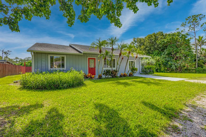 Lovely 4 Bedroom , 2 Full Bathroom Pool Home with Horse Stalls, Pens and Large Storage For Sale in Palm Beach Country Estates . One of the larger Lots in the community , this fully fenced one story sits on 1.23 acres . With some recent improvements , it has New Bathroom Cabinetry and Accessories, Tub refinishing, New Gutters, New Pool Pump,  New Lighting , Window Treatments, Floor improvements, Kitchen Accessories, Freshly Painted. A/C 2021. Electricity and Water available in Stall Area, coded for Hurricane protection. Multiple Pens and Large Storage adjacent for easy access. Sold As-Is . NO HOA. 
Situated in A-rated school district . Close to Park , Highway , Shopping , Restaurants .