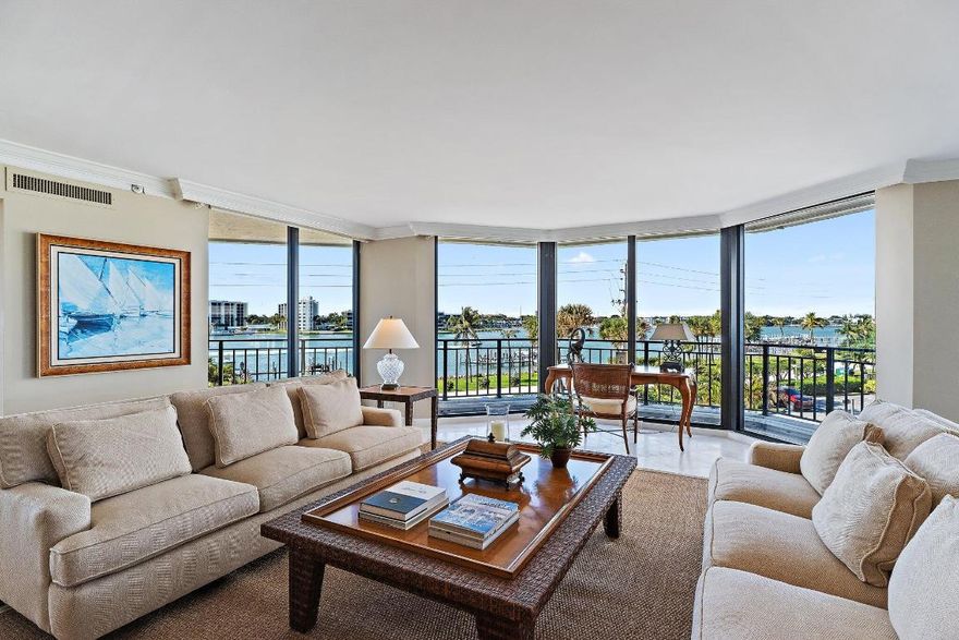 Welcome to Landfall, a luxurious boutique oceanfront residence nestled in the heart of prestigious Jupiter Island. From the moment you enter, you are immediately captivated by stunning, unobstructed views that flow throughout the entire home, showcasing both the Atlantic Ocean and the Intracoastal Waterway from nearly every room. The views are truly breathtaking and serve as a constant backdrop to daily living.

Offering 2,676 square feet under air, this expansive three bedroom, three full bath residence is thoughtfully designed to maximize light, space, and panoramic vistas. Floor to ceiling impact windows and wraparound balconies allow you to enjoy glowing ocean sunrises and tranquil Intracoastal sunsets, creating a seamless connection between indoor and outdoor living. Saturnia marble floors flow beautifully throughout the home, enhancing its timeless coastal elegance.

The spacious kitchen is a standout feature, offering beautiful water views that make both everyday living and entertaining a pleasure. Designed for both form and function, it features granite countertops, ample workspace, and a warming drawer, along with generous storage and an open layout that keeps the ocean and Intracoastal views front and center. Additional interior features include a washer and dryer, central vacuum system, and a built in wet bar tucked behind double doors off the foyer, perfect for effortless entertaining.
The residence is hardwired with electric shades throughout, providing both convenience and comfort while allowing you to easily control light and privacy at the touch of a button.

Landfall is an exclusive 28 residence oceanfront condominium offering a refined and private coastal lifestyle. Residents enjoy underground parking, a heated pool, outdoor shower, private Intracoastal access with a common boat dock, and direct beach access, delivering the ultimate combination of boating and beachfront living.

Located on iconic Jupiter Island, this exceptional residence is surrounded by world class golfing, renowned fishing, exceptional boating, and some of the most pristine beaches in South Florida. This is a rare opportunity to enjoy luxury, privacy, and sweeping ocean and Intracoastal views in one of the most sought after oceanfront communities in the country.