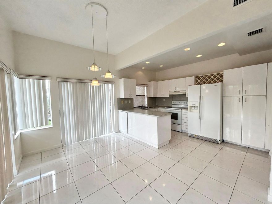 Spacious bright two bedroom two bathroom condo with a feel of a villa is available for rent right away! Bright open kitchen with floor to ceiling windows. Updated, freshly painted, just beautiful space with lots of storage space! Huge wrap around balcony! Located next to a plaza with cafes, restaurants and shopping! Great school district! No credit score minimum is required! No pets. Easy and quick move in! Come and check it out quick!