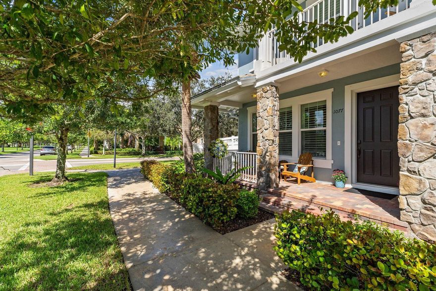 Experience the most desired 3 Bed, 2.5 Bath, 1,890 sq. ft. Nautica model on a massive, fenced corner lot. This home is loaded with luxury upgrades: Impact Windows & Doors, Plantation Shutters, Wood Floors, a 2023 Rheem AC, Whole-House Water Filtration, and a 4K Security System.Enjoy outdoor living with a courtyard patio and a unique raised, shaded ''beach-style'' seating area. The 2-car garage features Tesla/Rivian EV Chargers and an Auxx-Lift Storage System.The LOWEST quarterly HOA in Abacoa ($1,021) covers all exterior painting, roof cleaning, and landscape maintenance! Enjoy resort-style amenities including a clubhouse, huge gym, and large community pool.