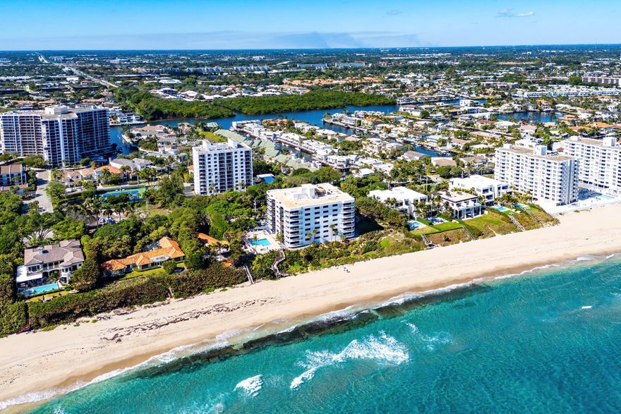 Don't miss this rare opportunity to own the lowest-priced 2,600-square-foot, 3 Bed, 3 Bath beachfront residence in all of Highland Beach and Boca Raton. Ready for your vision, this spacious corner condo offers the perfect chance to customize while building upon a solid foundation.

Located in a premier boutique oceanfront building with only 26 exclusive residences, the property has completed concrete restoration, updated common areas & amenities, milestone inspections completed. All assessments are paid in full, with fully funded reserves—offering peace of mind and long-term value.

Beachfront living, privacy, and valuethis is a standout opportunity you won't want to miss. Ocean View " Directly on the Sand " Privacy " All Assessments Paid " Funded Reserves

The residence features an open floor plan ideal for entertaining, with sweeping ocean views from the living room and dining area. A split-bedroom layout provides privacy and flexibility, including three bedrooms comprised oftwo primary suites (one with its own private entrance from outside the condo) plus a third bedroom currently used as a denand three full baths. Impact-resistant glass throughout (SIW) enhances safety and comfort. 

This pet-friendly building allows two pets up to 20 lbs each and includes a dedicated dog park, adding to the relaxed coastal lifestyle.

New POMA glass railing system is installed on all the balconies, top of the line SIKA waterproofing, and building construction is reinforced concrete for longevity. Enjoy one of the most convenient locations with all you need just moments away, top notch Boca Raton schools, and easy access to shopping, restaurants and the wonderful outdoor amenities & parks.

Beachfront living, privacy, location and value- this is a standout opportunity you won't want to miss.