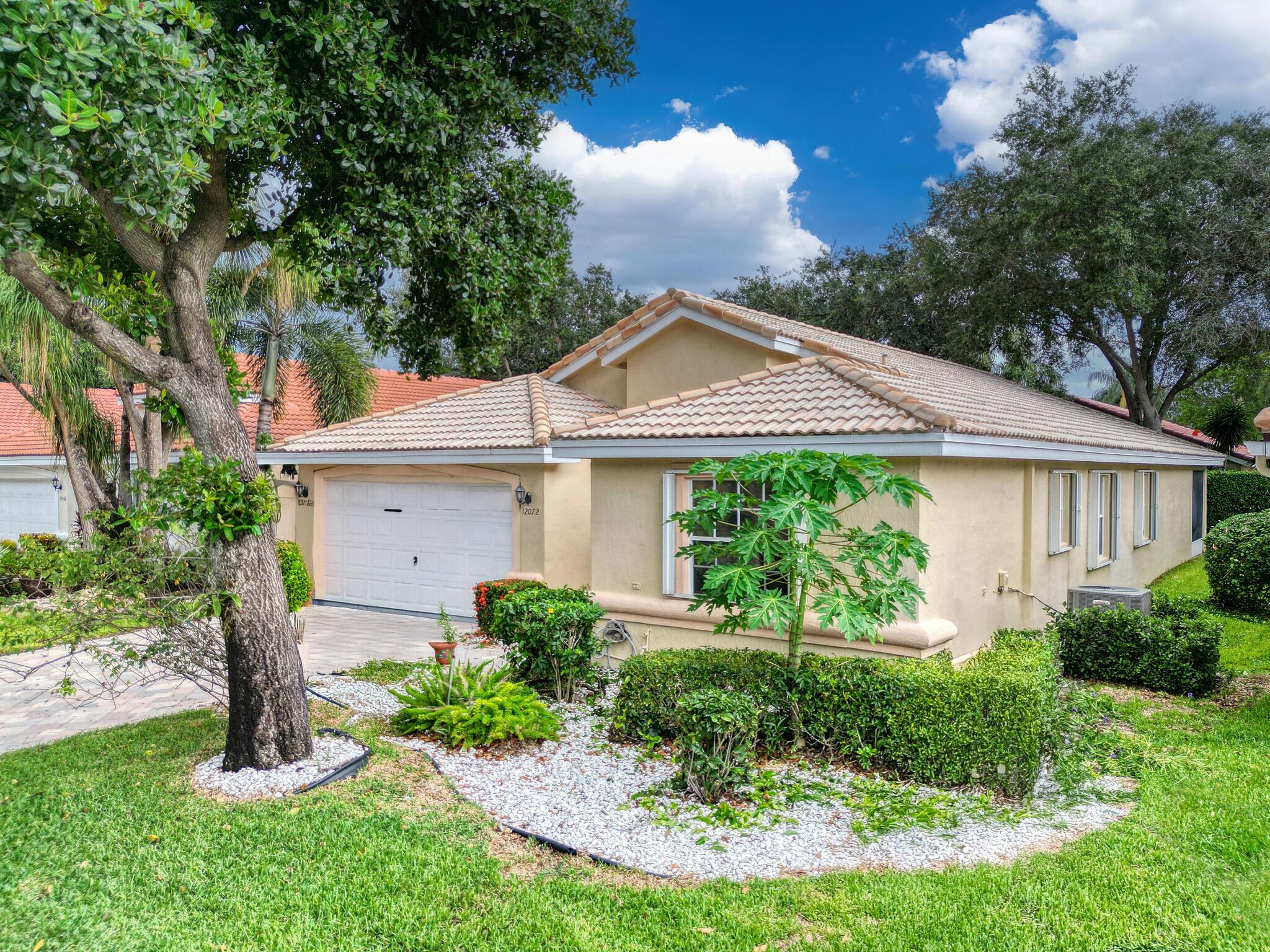 Welcome to this beautifully maintained 1 story residence nestled in one of Boynton Beach's most desirable and active communities. This spacious single-family home offers a well-designed floor plan with bright, open living areas, a split-bedroom layout for privacy, and a tranquil screened-in patio overlooking a private garden setting. Enjoy a generous primary suite with walk-in closets and a well-appointed en-suite bathroom, as well as a guest bedroom and a versatile den or third bedroom. The kitchen features ample cabinetry, counter space, and a cozy breakfast nook. Additional features include a two-car garage, full-size laundry room, and accordion hurricane shutters for peace of mind. Located in a secure, gated community