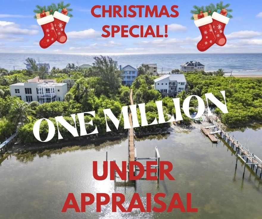 ONE MILLION BELOW APPRAISAL! Welcome to the only property currently for sale on Bathtub Beach where you own from the Atlantic Ocean to the Indian River.Start your mornings with a sunrise over your private beachfront and end your days with sunset views over the river. Whether you're fishing offshore, relaxing at the nearby sandbar, shopping in Palm Beach or flying out of the Stuart Airport this location delivers unmatched access and convenience.This home boasts 4 bedrooms (possible 5th Bedroom) 3 1/2 bath,den and three car garage. It was built with solid concrete construction, a metal roof and impact glass windows to withstand 200 mph winds. Walk out back to your heated pool with a spa and a 333 ft dock which includes a boat lif