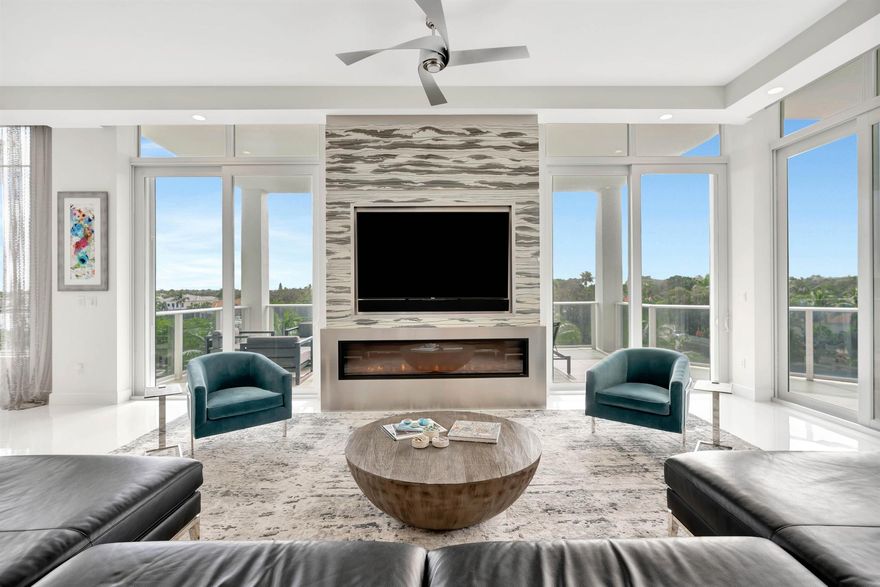 This is the most sought after location in all of Azure. This Penthouse features spectacular sunrise views of the Intracoastal Waterway and sunset views of the Azure Marina. As you exit your privately keyed elevator into this custom residence you will find 36'' polished white porcelain flooring, impact windows and doors and ceiling heights up to 13 feet. This open great room plan includes Grohe plumbing fixtures, custom kitchen and bathroom cabinetry, quartz kitchen and bathroom counters and Thermador appliances including an oversized wine tower. This is the premier residence at Azure. Azure is the premier luxury waterfront condominium of the Northern Palm Beaches. Click more...