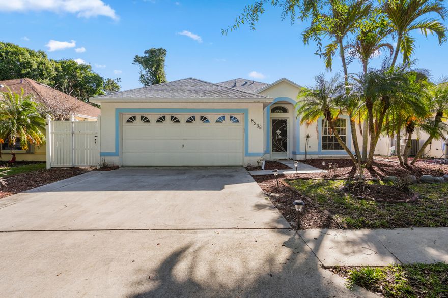 Don't miss your opportunity to own this wonderful home located in the quiet community of Lake Lucie Estates! This well-maintained 3-bedroom, 2-bath residence features a 2-car garage and a screened patio—perfect for relaxing or entertaining. The spacious primary suite includes a large walk-in closet, and the home offers tile flooring throughout most areas for easy maintenance—no carpet! Enjoy a generous yard and peaceful, tree-lined surroundings. Community amenities include a pool and cabana. The HOA is incredibly affordable at just $390 per year (approximately $32.50/month). Conveniently located just minutes from major retailers including Publix, Walmart, and ALDI, and less than 10 minutes from HCA Florida St. Lucie Hospital.  Schedule your showing today—this one won't last!