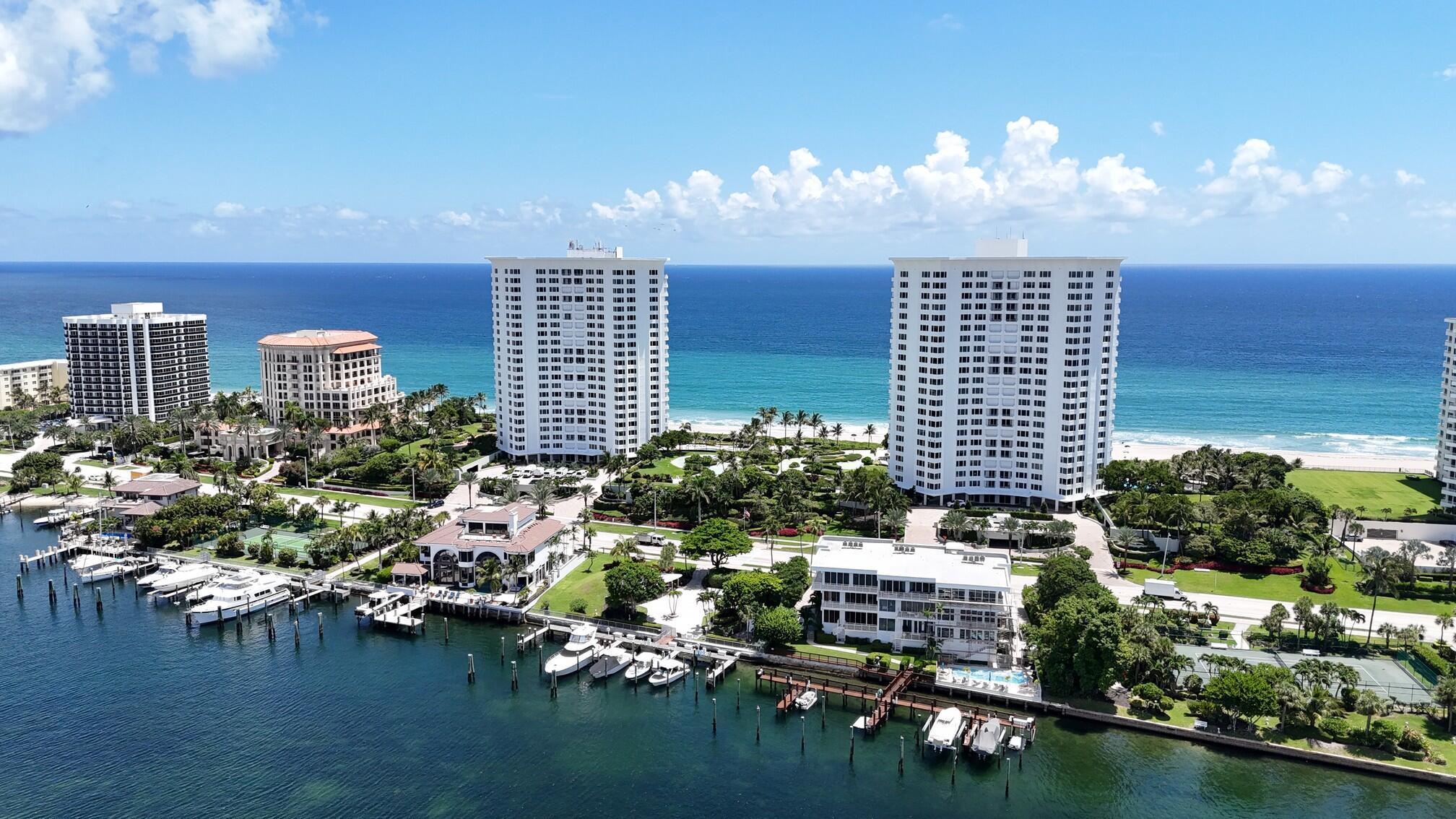 Experience breathtaking views from this unique 10th-floor residence, showcasing panoramic vistas of Lake Boca, the city skyline, and spectacular sunsets. Located directly on the sand, this thoughtfully remodeled 2-bedroom, 2-bath home combines style and comfort in every detail. Enjoy an exceptional array of amenities, including 24-hour security, an oceanfront heated pool, hot tub, tennis courts/pickleball and a state-of-the-art fitness center. Ideally situated just moments from fine dining, boutique shopping, and the vibrant lifestyle of Mizner Park and Royal Palm Plaza. This oceanfront residence offers the perfect balance of luxury and convenience.