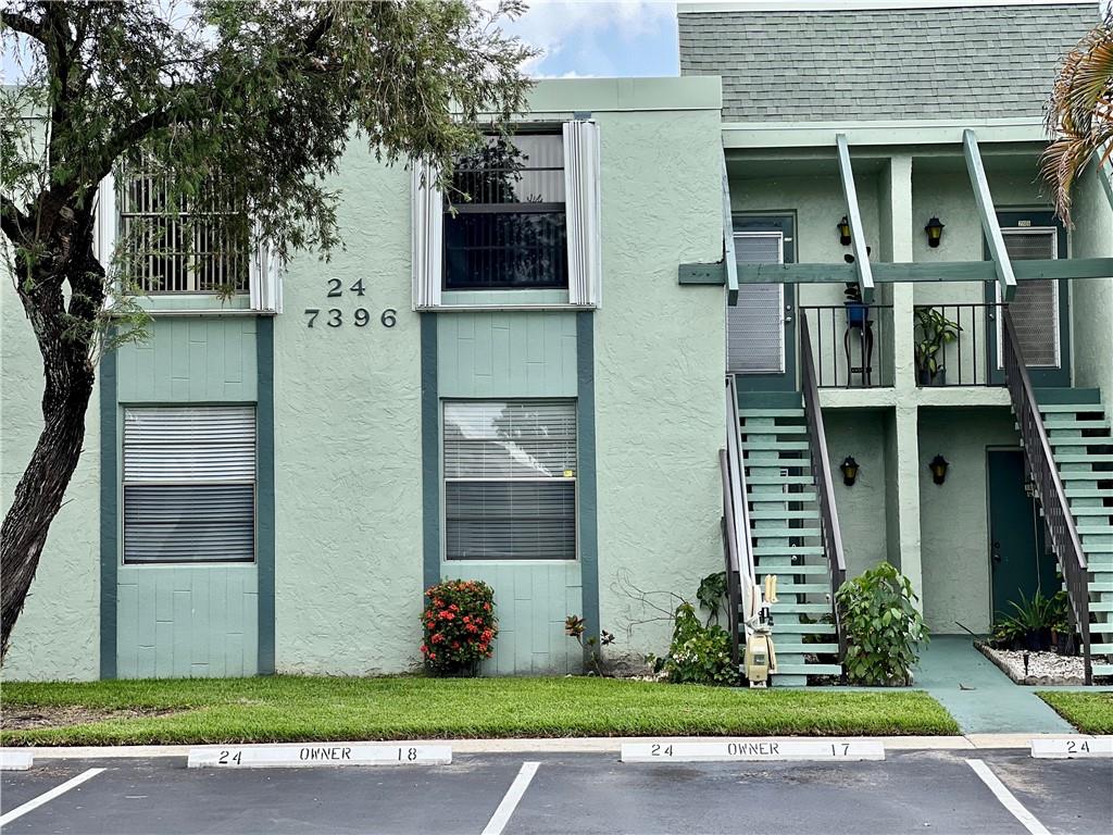 WOW! Beautiful furnished updated 2 bed 2 baths with full sized washer and dryer in spacious unit. Spacious eat-in kitchen, lovely wood floors, walk in closet plus additional room being used as office. Accordion shutters with your private lift. Close to pool and clubhouse in great well-kept complex. Close to shopping, worship, beach you name it! 55+ and no set income or credit score required per association. Property maybe rented Partially Furnished!
