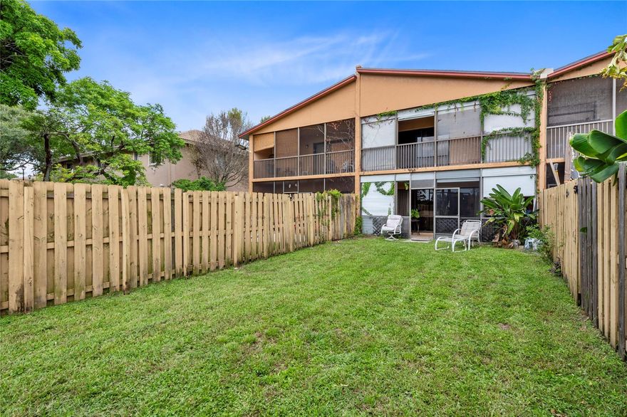 Three Bedroom Townhouse Featuring Two and Half Bathrooms and a One Car Garage Located in Fairways of Sunrise! Eat In Kitchen and Pass Through to Living Area! Large Screened Patio and Fenced Back Yard!
Laundry Room and Half Bathroom on First Level! Bedrooms on Second Level! Spacious Primary Bedroom with Walk-In Closet and Screened Balcony! Second Bedroom Features a Sliding Door to Open Patio! Additional Storage Under Staircase! Roof 2020! A/C 2-4 Years! Water Heater 8-10 Years! Community Amenities Include a Pool and Tennis Court! Convenient Location - Restaurants, Shopping and More!!