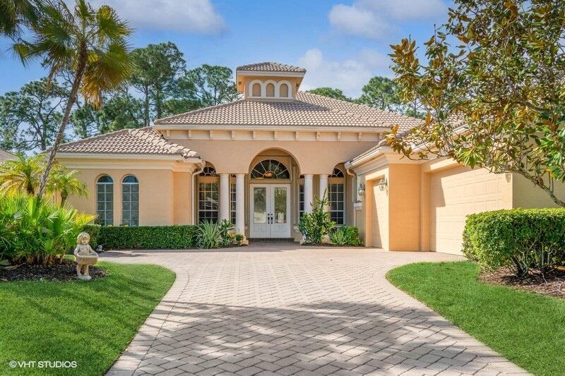 Welcome to your dream home in the exclusive PGA Village! This immaculate 4-bedroom, 4-bathroom home is designed for both comfort and style, featuring a built-in refreshing pool and spa overlooking the lush 7th hole of the PGA Wannamaker Golf Course. In addition to the 4 bedrooms, you have a den/office and a flex room. Formal living room and dining rooms give the extra space needed for entertainment, or for more casual dining you have a breakfast nook and snack bar seating in the open modern kitchen, that over looks a relaxing family room. Don't forget the wet bar for your morning coffee or nightly cocktails. An expansive covered and screened lanai, complete with a built-in BBQ offers the ultimate setting for outdoor dining and relaxation. Other features include a 3-car garage, a
