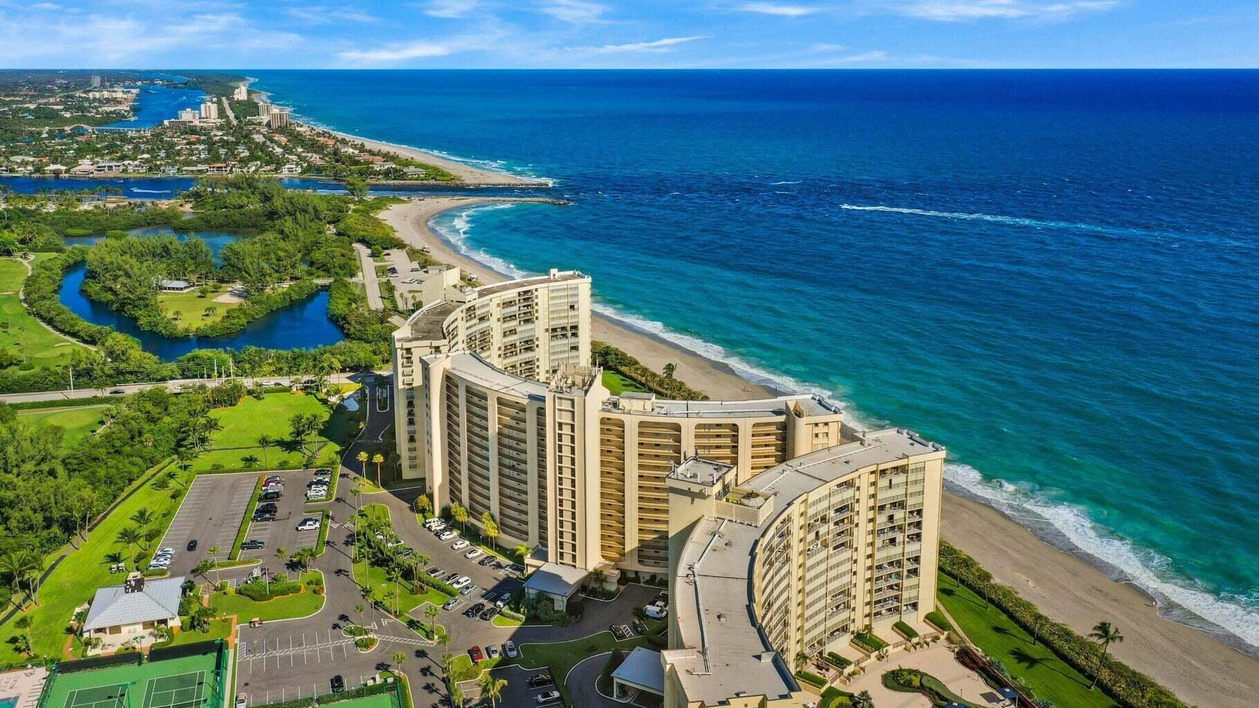 Come and enjoy the best of what Jupiter has to offer with expansive oceanfront views and the most gorgeous sunrises! Well stocked for the vacationing chef, perfect home away from home. King size master suite with in suite bath. Second bedroom with Queen bed and separate full bath. Washer and dryer within unit. Complex amenities include 9 tennis courts, which are lit at night. Of course, direct beach access to beautiful white sandy beaches.