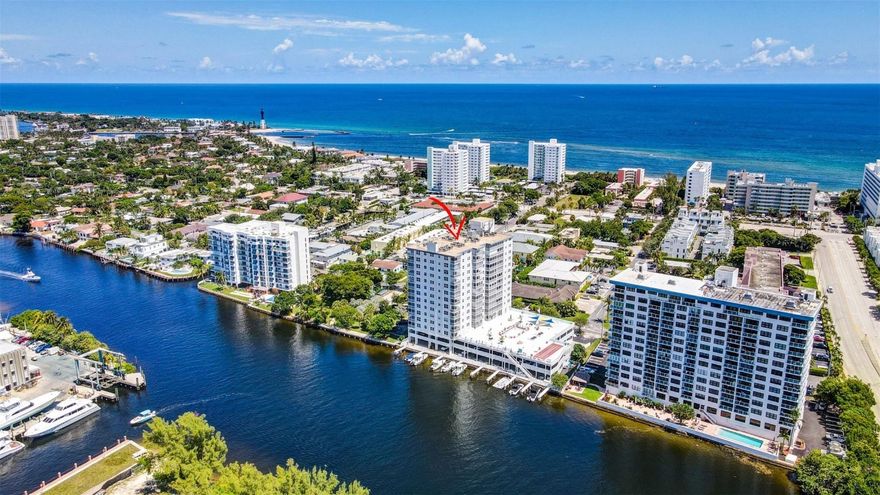 Updated 2/2 condominium directly on the Intracoastal Waterway with both Intracoastal and Ocean views. Bright and airy 9th floor location, SE corner and only two blocks to the beach. Open floor plan, impact windows and doors, fire alarm and sprinklers. Kitchen has stainless steel appliances and granite counter tops. Spacious Primary bedroom with walk-in closet and bathroom. Elevator building, interior hallways, heated pool, sauna, shuffle board, billiard room, 11 boat docks (upto 30 feet each) upon availability. One-car covered assigned parking, guest parking plus laundry on every floor. Community room and oversized lobby. Close to Whole Foods, Publix and Pompano Beach Pier.