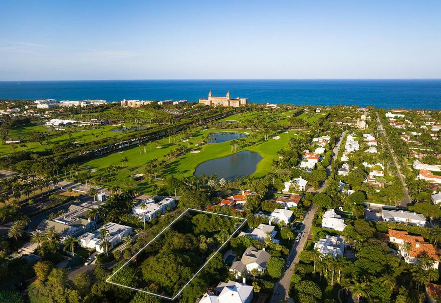 A once-in-a-lifetime opportunity to own one of Palm Beach's most storied parcels, originally acquired from Henry Flagler interests, nearly a century ago.  This 30,324 SF property (~201 frontage x ~151' deep) crowns Chapel Hill, one of the island's highest points (Elevation: 16.6'), capturing ocean breezes and potential vistas of The Breakers and its renowned golf course. Enveloped by mature trees on a picturesque cul-de-sac of only five homes, it offers exceptional privacy and tranquility in the very heart of Palm Beach.  Perfectly situated among the Flagler Museum, The Royal and Glazer Hall, The Breakers, and The Society of the Four Arts, the address balances exclusivity with effortless access to Palm Beach's finest cultural, dining, and shopping destinations.  Whether you envision an elegant single estate or a bespoke compound, the property's rare size, elevation, and pedigree present limitless possibilities.
The contiguous lot to the west can be purchased for a combined size of 45,490 SF (~302' frontage x ~151' deep)