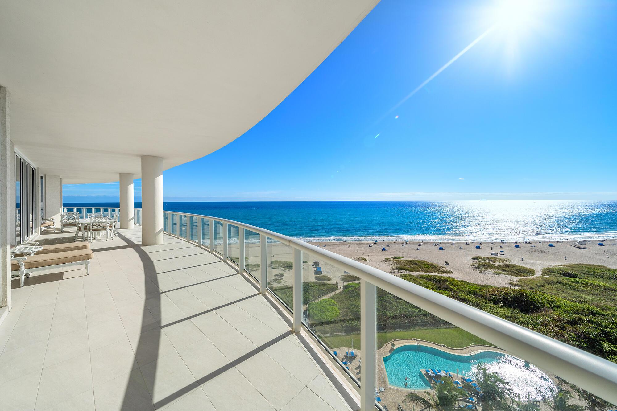 WELCOME HOME! This meticulously maintained and FULLY furnished Tower Suite unit is truly a beacon of sophistication. Experience unparalleled luxury at the most coveted address on Singer Island. This Ritz-Carlton Residence Tower Suite, one of only six, offers 7,445 Sqft. of lavish living space and 1,735 Sqft. of balcony terrace with unobstructed ocean views. Impeccably designed with custom trim work, this residence offers 5 spacious bedrooms + office and 5 1/2 bathrooms. As you enter through your private elevator, the breathtaking direct ocean views afford you an abundance of natural light throughout the entire home. The expansive gourmet kitchen with island is equipped with top-of-the-line stainless steel appliances, pantry, and a separate butler's kitchen.