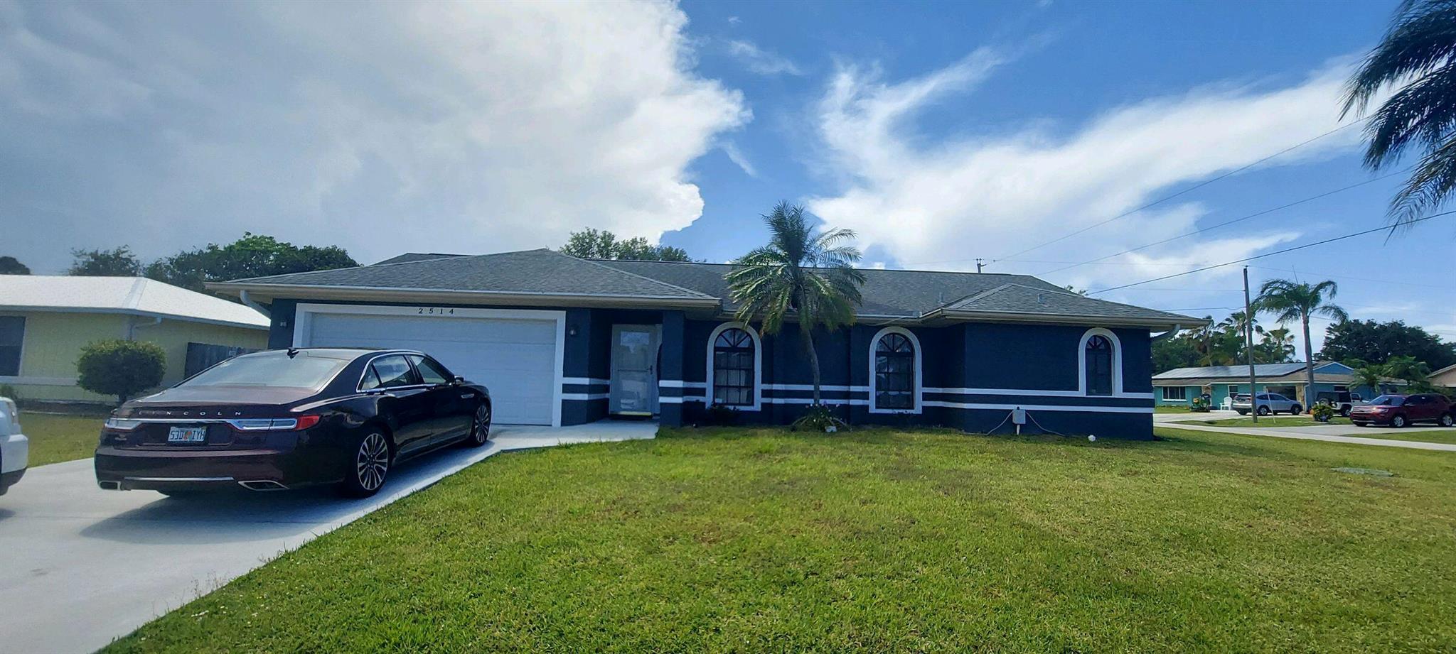 2514 SE Jason Pl, Port Saint Lucie, FL 34952 On Corner On Cul-De-Sac Pool. Purchase Option can buy Shed Well pump for water Heated Pool Back Patio Bar Pets are fine with pet fee. Large back yard.