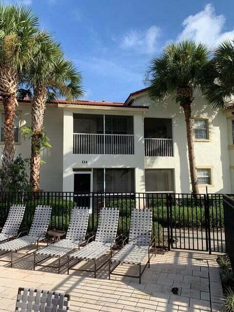 Beautiful 2/2 with ATTACHED GARAGE, 1st FLOOR condo in the prestigious Estates at Stuart Condo. Awesome unit! Lake views and pool views, amazing location right next to the pool and the fitness center! Fresh paint, vinyl plank flooring, stainless steel appliances and roman bath tub! Great, must see! Designer kitchen with all new SS appliances, open plan lounge/dining area, screened patio, washer/dryer, private location. Easy access all main roads, whilst near to downtown Stuart. Amenities include: club house with veranda and pool, water pond with fountain, billiard room, state of the art Gym, security gates, grills etc. One smaller dog will be considered (extra deposit applies), 1st floor. Motorcycles and Pick-up trucks OK. Application required. First, last and security to move in.