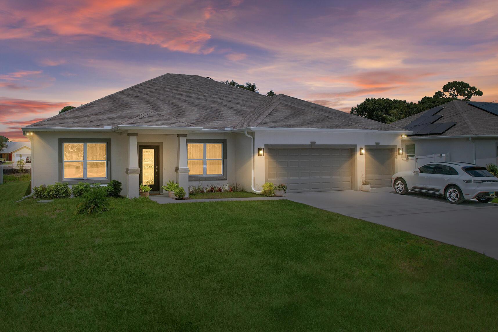 Welcome to this immaculate CBS home built in 2024, which features 4 bedrooms, 3 bathrooms, and a spacious 3-car garage. Situated beside a dry canal with a natural buffer behind the property, you'll enjoy enhanced privacy with no direct rear neighbor.Inside, the home showcases wood-look tile flooring throughout, elegant tray ceilings in both the dining room and the primary suite, and soft, timeless tones painted in Sherwin-Williams Alabaster. The thoughtfully designed floor plan includes a Jack-and-Jill bathroom that connects two of the guest bedrooms. The kitchen is equipped with stainless steel appliances and flows seamlessly into the main living areas, making it perfect for both everyday living and entertaining.