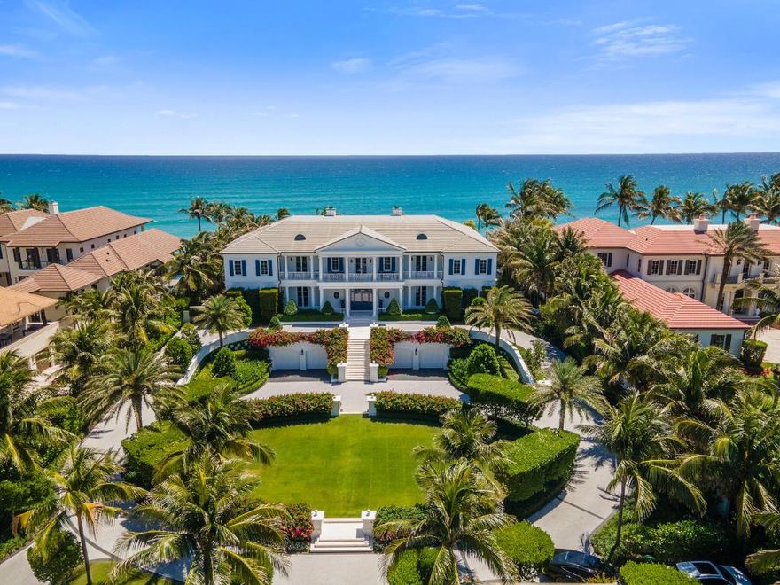 This ocean to lake coastal property is unlike any other, where 150 feet of ocean frontage meets the elegance of new construction completed in 2020. Immediately upon entering, you're drawn to the eastern facing waterviews in the living room filled with sunshine. This home offers several well-appointed bedrooms and baths designed to offer space, comfort and privacy. Additionally you will find a temperature controlled wine room, his & her powder rooms, gym and spa room and a most inviting bar and lounge. Outside, discover several thoughtfully landscaped gardens, verandas and a summer kitchen perfect for enjoying ocean breezes or head over to the intracoastal for sunsets on the dock which houses two lifts. This oceanfront compound includes two additional structures beyond the main
residence; a surveillance and guard house for enhanced security and state-of-the-art stainless steel chef's kitchen, and a charming guest house. This property presents a rare opportunity to indulge in everything that represents coastal living