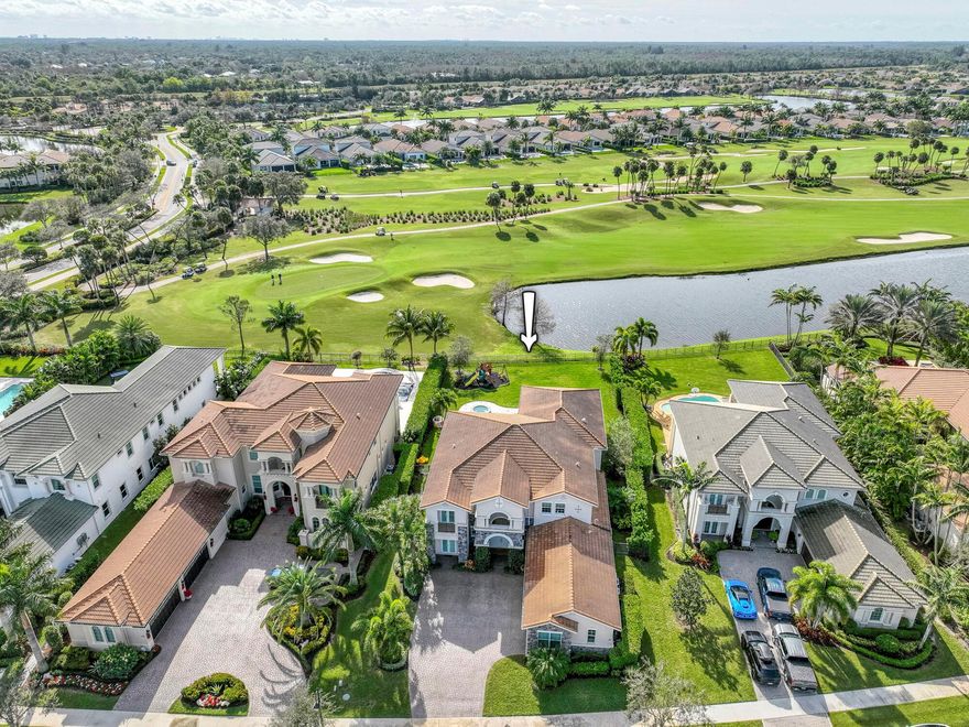 Luxuriously appointed and located in the private gated community of Jupiter Country Club, this coveted customized Treanna model is situated on a prime lot on over 1/3 acre with captivating lake, golf course and nature views. The desirable southern rear exposure provides ample natural light in the home. This gem of a property boasts nearly 5,300 sf of living area with 6 bedrooms, 5 baths, a 3 car garage PLUS a loft & an office/den-plenty of space for everyone! **RARE INTERMEDIATE golf membership is grandfathered with this home.** This membership level is no longer available and there is currently a waitlist for golf memberships. (Buyer could also downgrade to social/club membership). Premium finishes and upgrades were carefully selected to create this exquisite retreat. The outdoor oasis