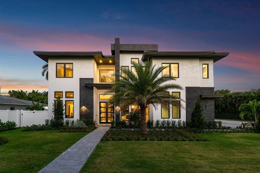 A modern oasis in prime Delray! Perfectly sited on a generous lot with tropical landscaping rests this extraordinary 5 bed 5.5 bath new build boasting clean lines, soaring ceilings & walls of glass overlooking a PebbleTex pool & spa! Privately nestled steps from the beach & Atlantic Ave, this East Delray gem affords an unbeatable lifestyle w/meticulous craftsmanship & attention to detail throughout. This includes a top-end chef's kitchen w/lacquer cabinets & Dekton counters, dramatic great room w/floor-to-ceiling glass & views that liken a 5-star resort + oversized master suite w/spa-bath, WIC & balcony! Fold up the glass doors in the living area & head outside to enjoy a porcelain paver patio w/poolside summer kitchen. Inside your custom wet bar w/2 wine fridges & waterfall island awaits!