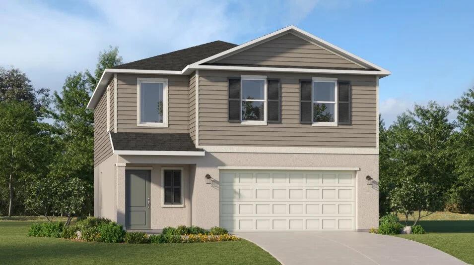 This expansive two-story home boasts a well-designed layout, featuring a first floor dedicated to shared living and entertaining. The open concept design seamlessly connects the kitchen, dining room and family room, with a patio extending the interior space outdoors. Upstairs, a spacious loft separates the three secondary bedrooms from the serene owner's suite. Completing the home is a convenient two-car garage.Prices, dimensions and features may vary and are subject to change. Photos are for illustrative purposes only.