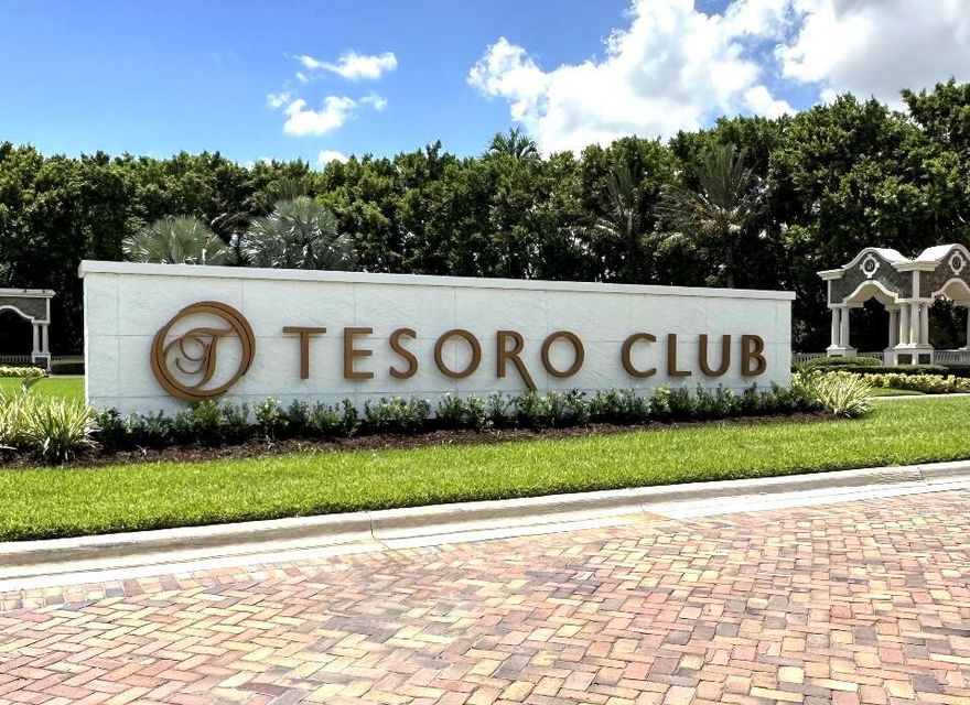 Tesoro is an exclusive golf club community offering an excellent opportunity to build your new luxury home in one of its premier lots. This expansive parcel has many desirable characteristics and situated at the corner of SE Via Verona & SE Bella Strano. Its cleared and builder ready, situated near a pond & bridge that leads to Par 4 golfing. Tesoro is a privately gated, offering championship golf with its 18-hole Arnold Palmer & Watson signature courses, among other exclusive amenities to add to its appeal, including a spectacular clubhouse, dining venues, fitness center, spa, swim and racquet club, pickleball & bocce ball courts, Junior Olympic pool and much more. Call today for additional information on the architectural guidelines and private showing. (Note:No sign on site per HOA)