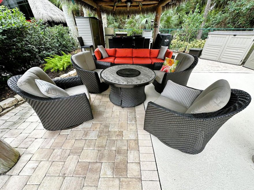 Enjoy the privacy of the preserve with this updated back in lot. Recently added Synthetic palm fronds for low maintenance on the nicely equipped tiki with kitchen! Plenty of room for vehicles and golf cart. Nice landscaping and paver accents this desirable lot. Storage bins and furnishings included. Lot faces cross street so easy back in access. A fantastic lot for warm weather getaway or rental income possibilities! Located in the Motorcoach Resort St Lucie West - a class A only resort. Amenities include 18 hole golf, pickleball, pools, spas, tennis, clubhouse, onsite manager with endless activities and social calendar and more!