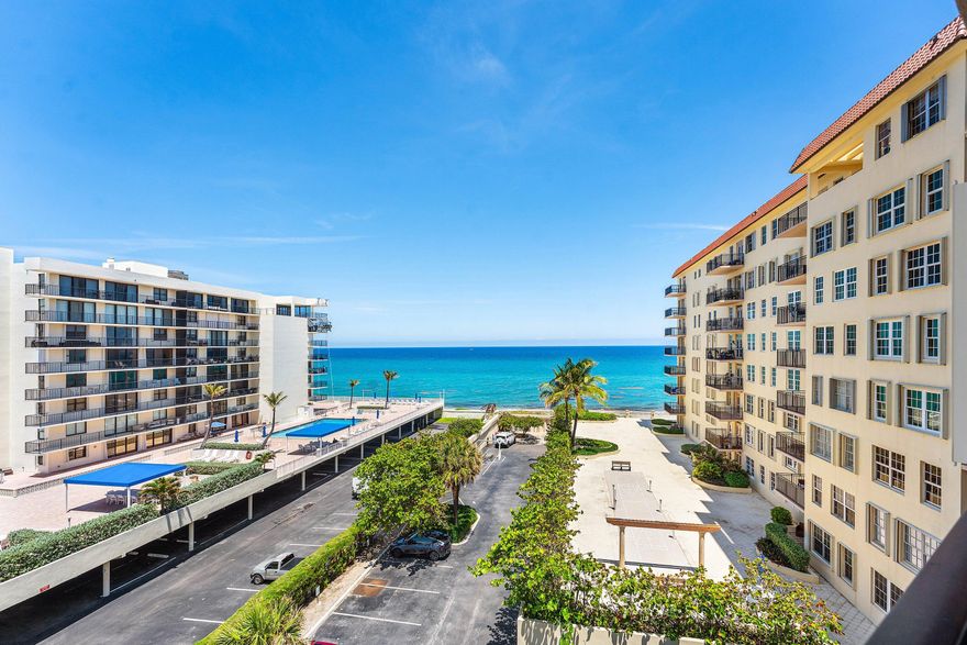 Experience oceanfront living at La Bonne Vie on South Palm Beach Island in this ALL AGES true 2-bed, 2-bath residence offering unobstructed ocean views from every window and direct private beach access just steps away. The oversized primary suite features a large walk-in closet and a separate vanity area in addition to the en-suite bathroom, creating a comfortable and private retreat. This light-filled home also includes a new A/C and water heater, with hurricane impact windows being installed by the end of May for added value and peace of mind. La Bonne Vie is a full-service oceanfront building with a 24-hour doorman. Amenities include an oceanfront pool, fitness center, sauna, library, party and game room, package room, storage locker, car wash area, and a butterfly and orchid garden!
