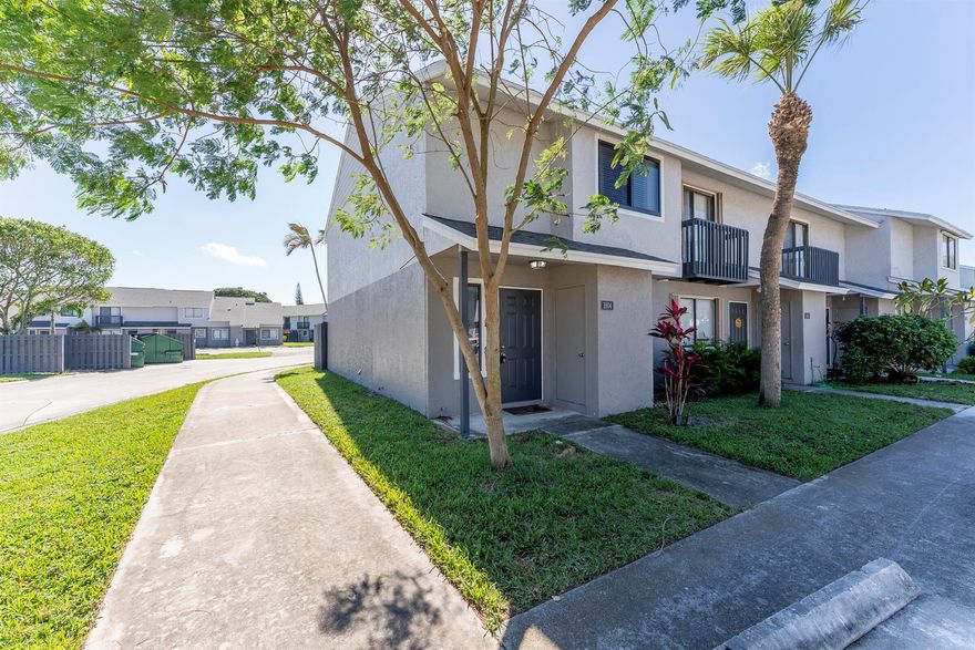 Welcome to this charming 2 bed/2.5 bath corner townhouse in the heart of Greenacres! This Beautifully renovated home features a modern open kitchen concept, with stainless steel appliances and stunning granite countertops. All bathrooms have been tastefully renovated, and the laminate flooring really compliments the space. The home allows for plenty of natural lighting, and recessed lights have been installed throughout. Brand new Impact windows installed in 2024 including all appliances. The private fenced patio is perfect for relaxing or grilling with family and friends. This lovely community offers a clubhouse, fitness center, pool, jacuzzi, basketball, tennis, and soccer court. The HOA covers exterior maintenance including Lawn care, building insurance, roof which was replaced in