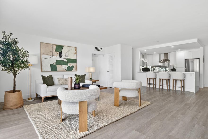 Welcome to the new Island House, where chic sophistication meets ultimate convenience in this newlyrenovated 2-bedroom, 2-bath condo. Nestled in a boutique, pet friendly white glove building with a dedicateddoorman, this stunning residence offers effortless living in the heart of Palm Beach. Totally renovated to the studs, this apartment is now a designers dream with a light open floor plan, European white kitchen with top-tier appliances, washer/dryer, to the pale gray flooring throughout. Impact windows with motorized shades allow in natural light with views from balcony. Lovely pool and cabana area, perfect for relaxing, covered parking, and very rare : SEE MORE