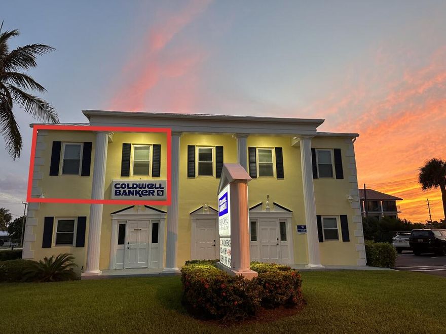 2nd floor ocean view office suite for lease.  Approximately 1,050 sq feet.  Entry/conference room + 4 offices+ private bathroom.  Join Coldwell Banker, Ryen Marine Insurance Group, and others.  Stair  access only.  Nice office space and very reasonable lease rate for Hutchinson Island. New metal roof and impact windows. $1,200/ month plus utilities year 1, $1,300 /month plus utilities year 2 then CPI increases for years​​‌​​​​‌​‌​​​‌‌​​​‌‌‌​​‌​​‌‌​​​​ 3-5.