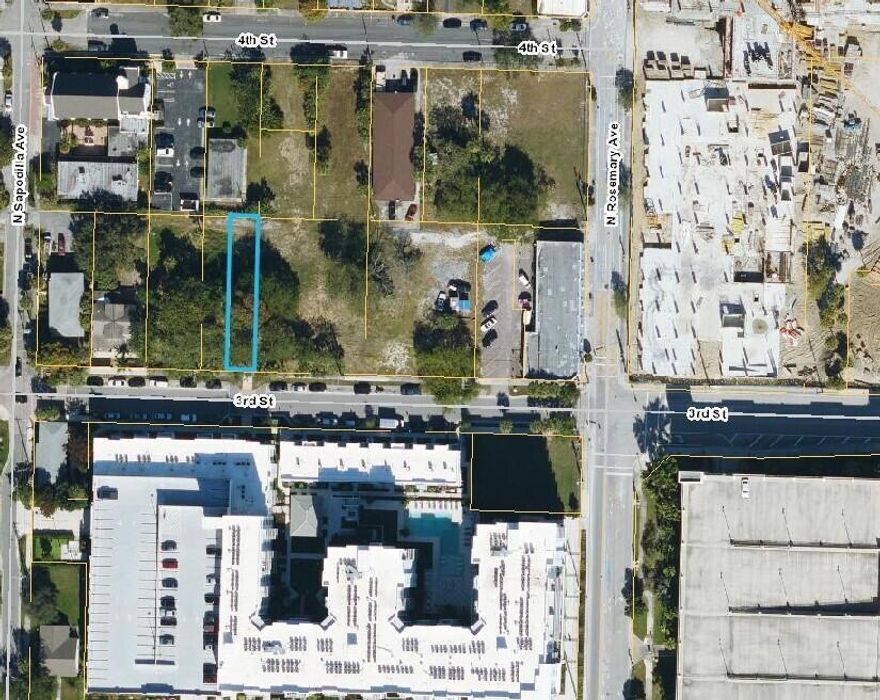 Great investment property in the block that is ripe for assembledge.  This block on the north side of The Grand apartment building with 309 units and on the west side of the new development of Soleste Palm Station, which will boast 321 units.