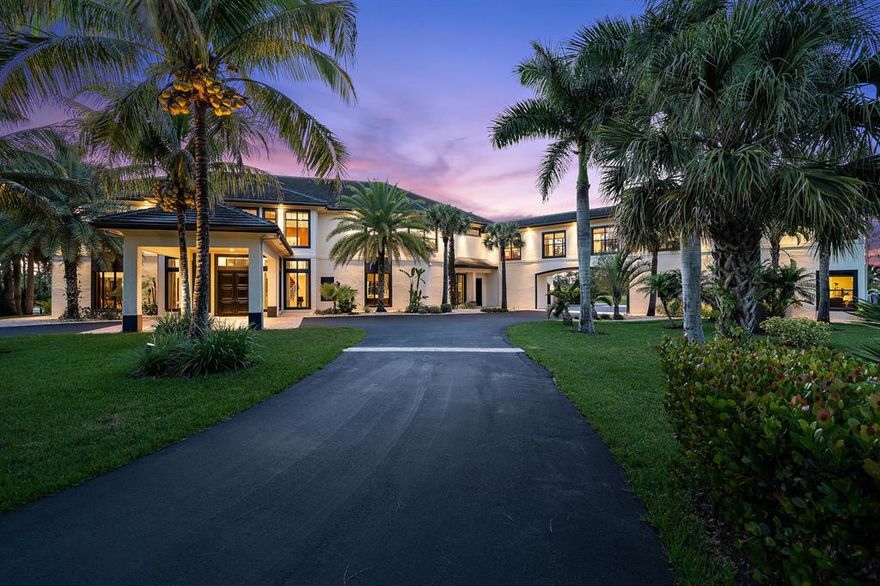 This beautiful custom estate(completely furnished) on 7.6 wooded acres in Ranch Colony, Jupiter, offers the quality, privacy and security, like no other home.Quality:  The 2-story custom home has 12,347 SF of living space with a total of 6 bedrooms and 81/2 baths, including the 3,649 SF guest house.  The first thing you'll notice as you enter the home, is the high quality solid oak 9ft double doors.  Just as impressive are the polished marble floors throughout the living areas on the 1st floor.   The living room, family room, gourmet kitchen, dining room and office/library all have beautiful views of the outdoor pool and natural areas.  A grand double staircase made from Brazilian redwood leads to the 2nd floor and serves as the main focal point....Cont