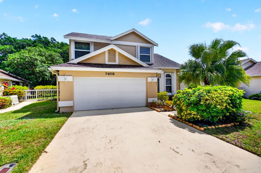 Beautifully maintained two-story home with a NEW ROOF, new A/C, IMPACT WINDOWS, and a renovated kitchen complete with stainless steel appliances (refrigerator needed). The home offers a lovely lake view and a large enclosed patio, ideal for additional seating or flexible use. Situated in a desirable 55+ community in Delray Beach, close to Atlantic Avenue, shopping, dining, and the beach.