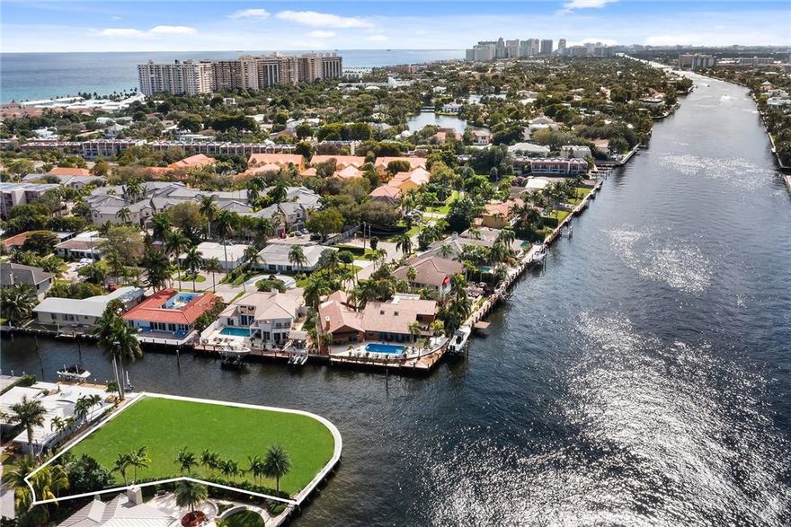 RARE VACANT LAND INTRACOASTAL POINT LOT 227 FT OF WATRFRONT, ACROSS FROM BAY COLONY LOOKING  AT $20,000,000+ MANSIONS, DEEPWATER FOR MEGA YACHT DOCKAGE. SOUTHEAST EXPOSURE FOR MAXIMUM WATER VIEWS AND OCEAN BREEZES, LOCATED IN A GATED COMMUNITY ACROSS FROM THE BEACH.COMES WITH FULL SET OF BUILDING PLANS PERMIT READY, IN MLS ATTACHMENTS, WALK TO ONE OF FLORIDAS PREMIER BEACHES. LOCATED HALFWAY BETWEEN THE CHARM OF LAUDERDALE BY THE SEAS RESTAURANTS,SHOPS AND WORLD FAMOUS ARTS&CRAFT SHOWS & FARMERS MARKET. AND THE NEWLY RESTORED ATLANTIC BLVD REDEVELOPMENT OF MULTIPLE INTRACOASTAL AND OCEANFRONT RESTAURANTS,SHOPS,HOTELS AND STATE 0F THE ART FISHING PEIR!! GET IN YOUR GOLF CART AND HEAD OFF FOR A DAY OR EVENING OF EXPLORING YOUR OCEANFRONT NEIGHBORHOOD AND THE MANY DELIGHTS IT OFFERS